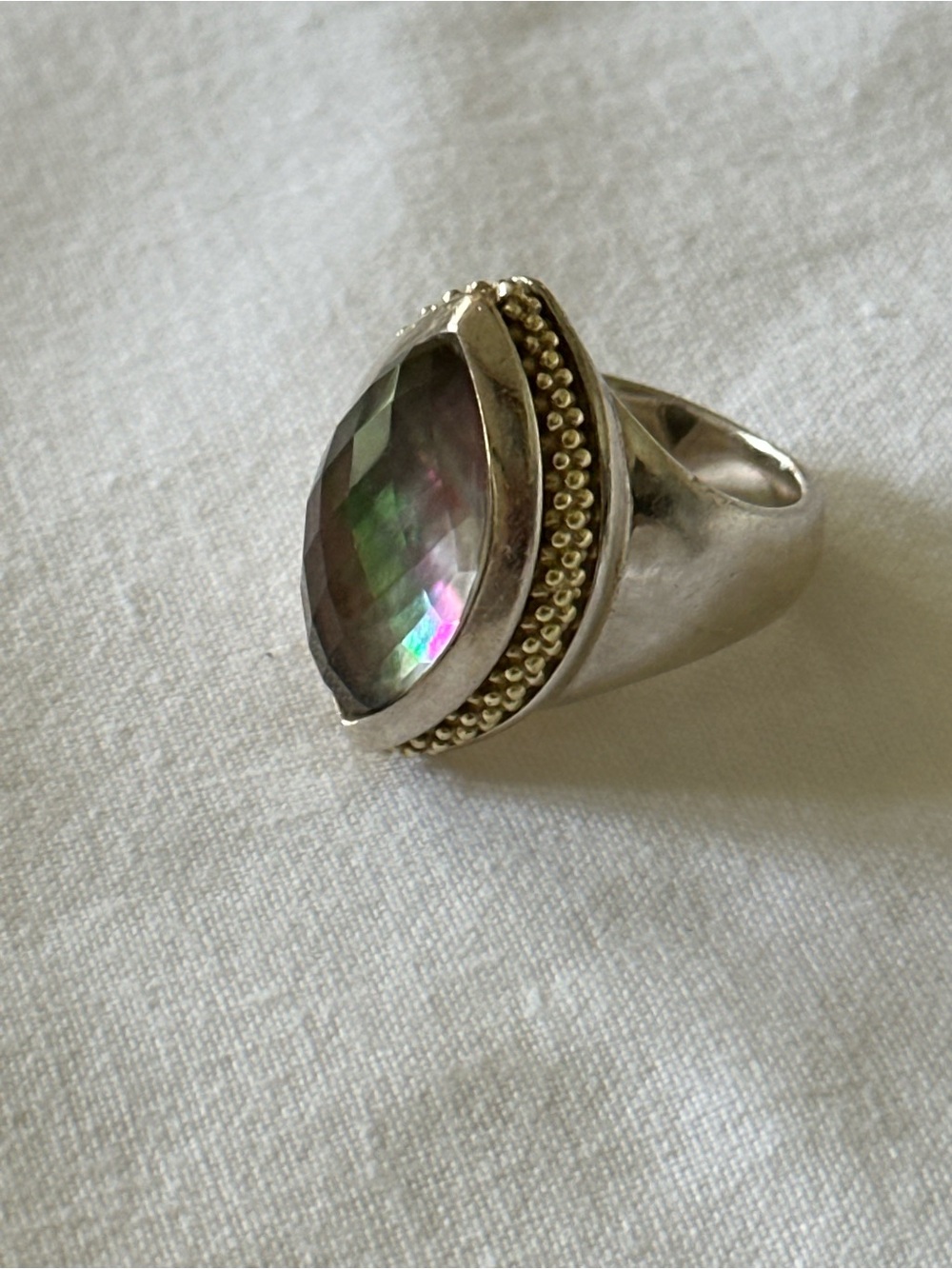 LAGOS Sterling Silver and 18k Gold Ring with Smokey Quartz Teardrop Stone - Picture 7 of 7